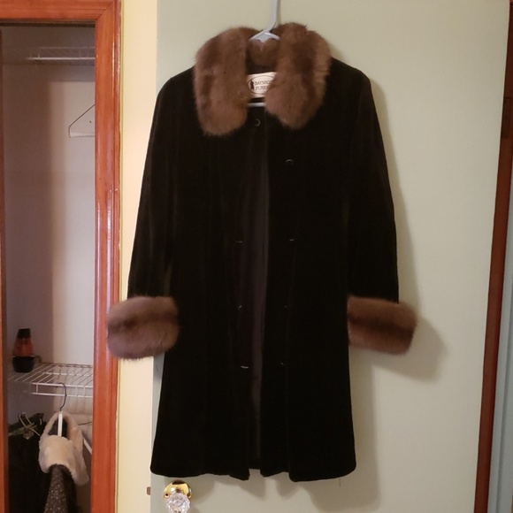 Sheared Black MinkStroller with Sable collar and